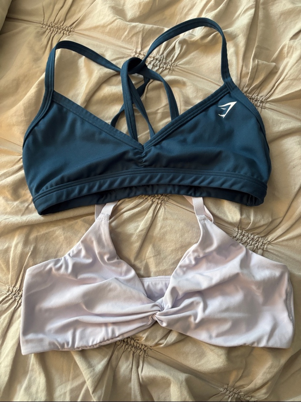 Gymshark Strappy Bralettes Set - Teal & Pale Pink